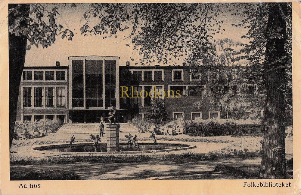 Denmark Postcard-Aarhus Folkebiblioteket-Circa 1950s Real Photo PC