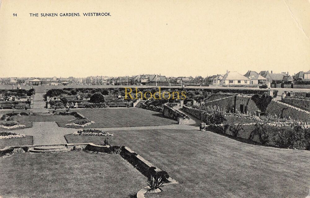 Kent Postcard-The Sunken Gardens Westbrook Margate Kent-Early 1900s Photo PC-A H & S Paragon Series Margate