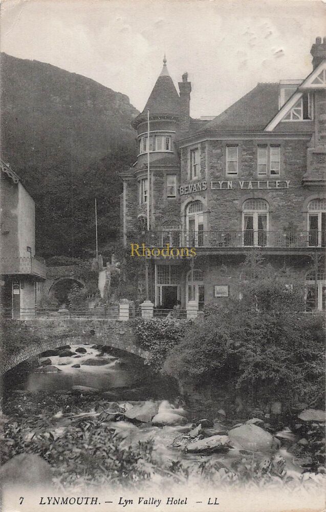Devon Postcard-Bevans Lyn Valley Hotel Lynmouth Devon-Early 1900s PC | Sent To Miss RADLEY Forest Hill London 1915