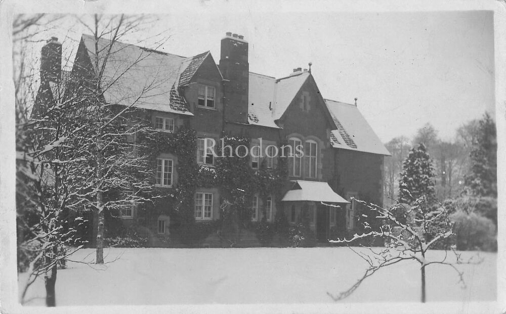 Unknown Location Postcard-Edwardian Era House in Winter Real Photo PC with Handwritten Floorplan To Reverse