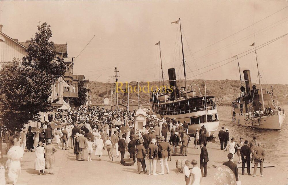 Circa 1920s/1930s Social History Postcard-Ferry Boats, Landing Quay, People-Unkown Location-RPPC