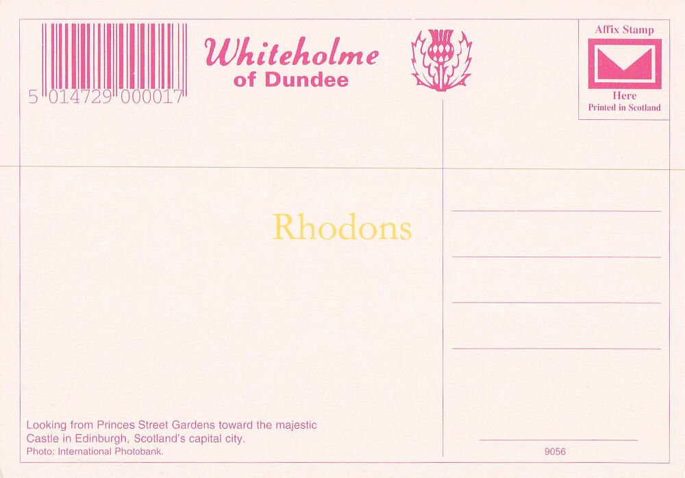 Scotland Postcard-Edinburgh Castle From Princes Street Gardens-Circa 1990s Whiteholme of Dundee Colour Photo PC