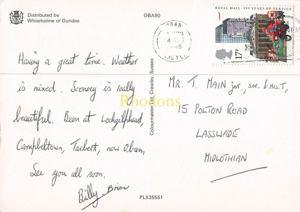 Scotland Postcard-Oban Multiview-Circa 1980s Whiteholme of Dundee PC