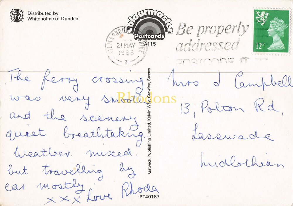 Scotland Postcard-Isle of Arran-Caisteal Abhail, The Peak of Death-Circa 1980s Whiteholme of Dundee PC