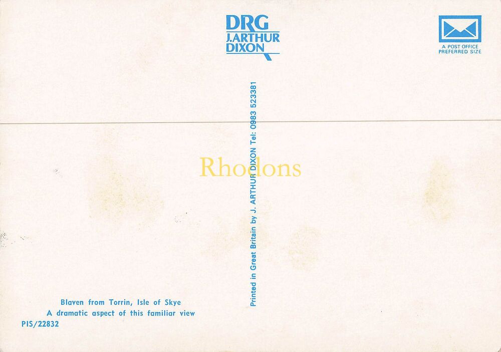 Scotland Postcard-Isle of Skye-View of Blaven From Torrin-J Arthur Dixon Colour Photo PC