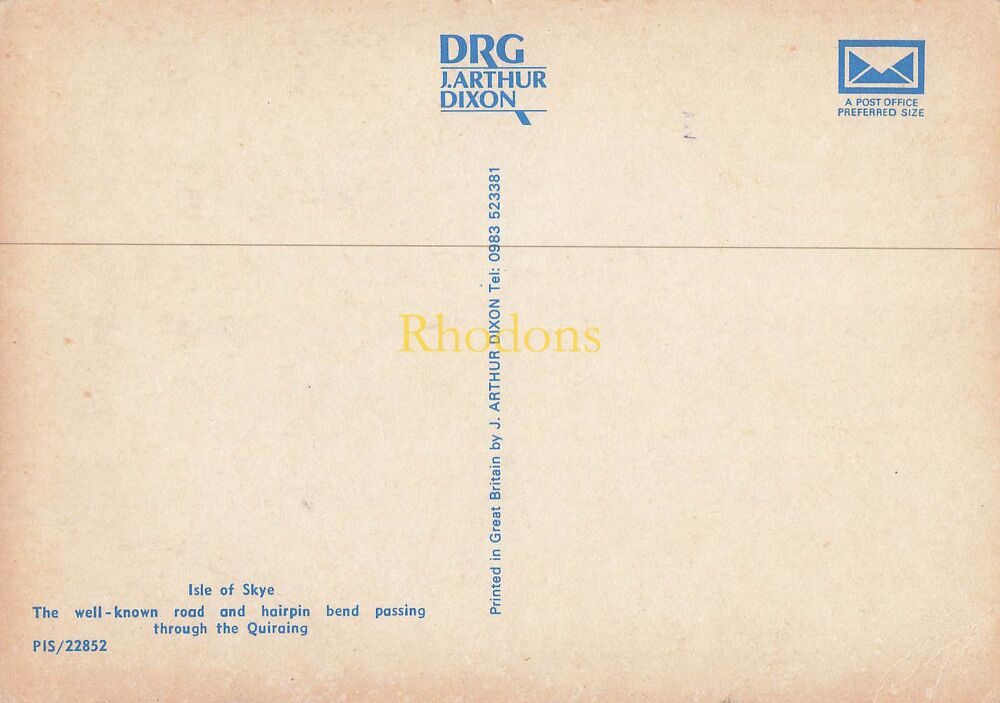 Scotland Postcard-Isle of Skye-Road and Hairpin Bend passing Through The Quiraing-J Arthur Dixon Colour Photo PC