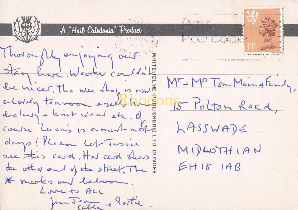 Scotland Postcard-Inveresk Village-East Lothian-Whiteholme of Dundee 'Hail Caledonia' Series Colour Photo PC