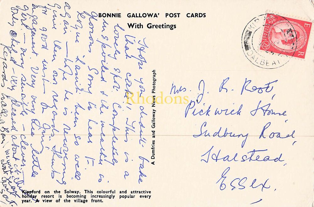 Scotland Postcard-Kippford On The Solway, Kirkcudbrightshire, Dumfries & Galloway-Circa 1960s Bonnie Gallowa PC