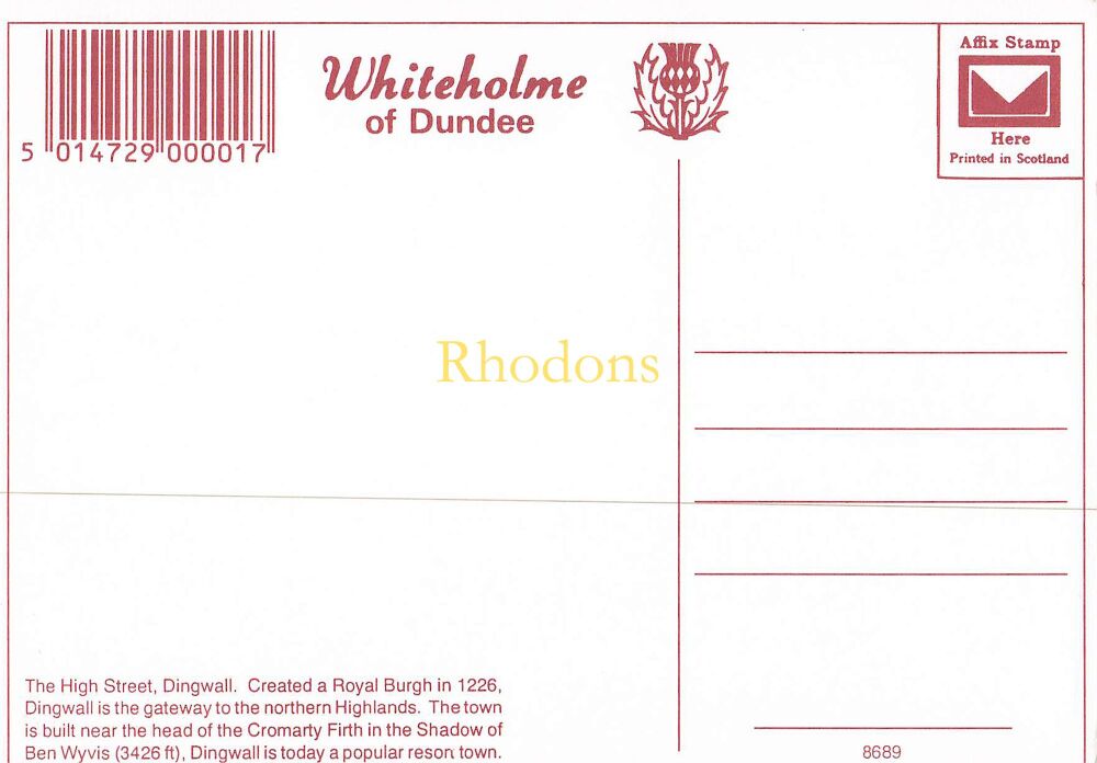 Scotland Postcard-The High Street, Dingwall, Scottish Highlands-Circa 1980s Whiteholme of Dundee PC