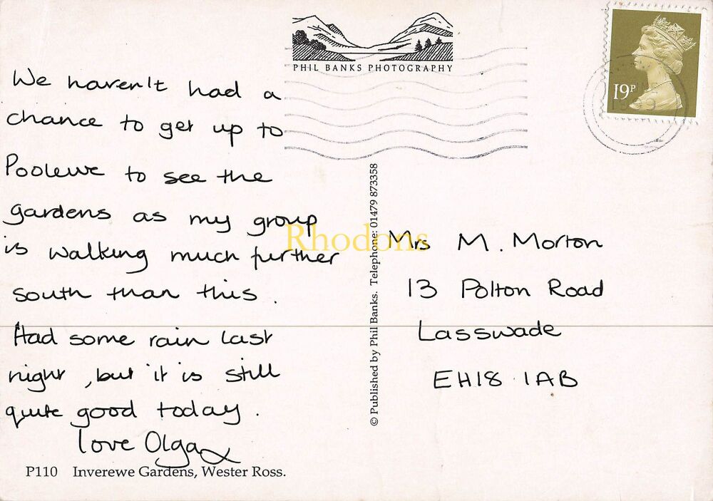 Scotland Postcard-Inverewe Garden, Wester Ross, Scottish Highlands-Circa 1990s Phil Banks Photography PC