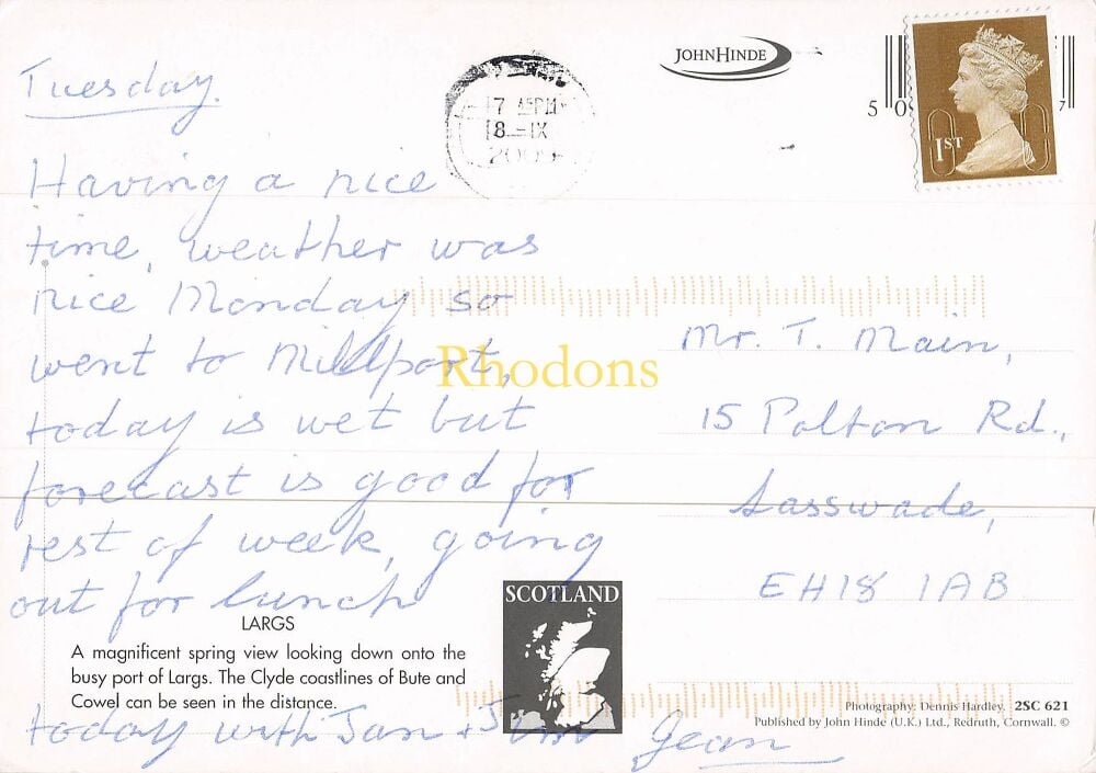 Scotland Postcard-Largs, North Ayrshire-John Hinde Colour Photo PC, Early 2000s