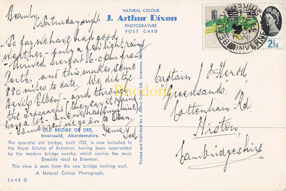 Scotland Postcard-The Old Bridge of Dee, Invercauld, Aberdeenshire-J Arthur Dixon Colour Photo PC