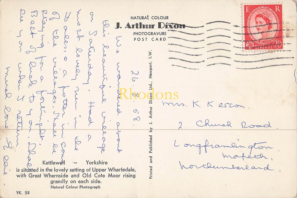 Yorkshire Postcard-Kettlewell, Upper Wharfedale, Yorks-J Arthur Dixon Natural Colour Photo PC