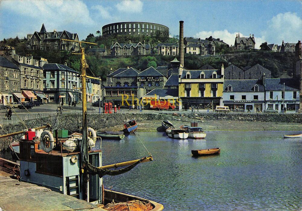 Scotland Postcard-Oban, Argyll-George Street and McCaigs Folly -Circa 1970s J Arthur Dixon Photo PC