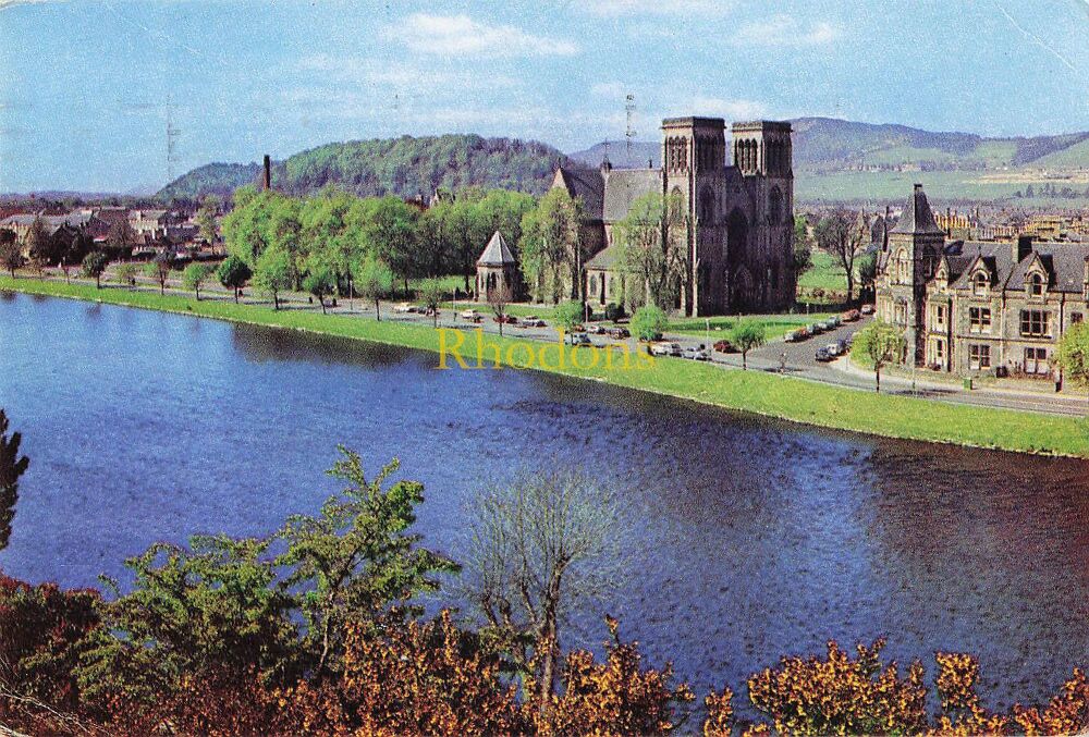 Scotland Postcard-Inverness-The Cathedral From The Castle Terrace-1970s J Arthur Dixon Natural Colour PC