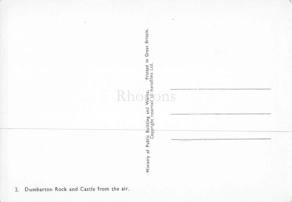 Scotland Postcard-Dumbarton Rock and Castle, Dunbartonshire-Aerofilms RPPC
