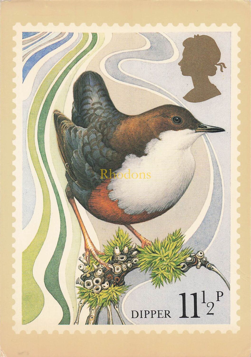Post Office Picture Postcard-British Birds (Dipper)-11½p Stamp-Series PHQ 4