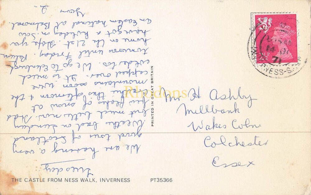 Scotland Postcard-Inverness-The Castle From Ness Walk-1970s Colour Photo View