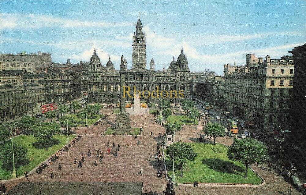 Scotland Postcard-Glasgow-George Square, Cenotaph and Municipal Buildings-Colour Photo View