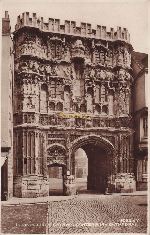 Kent Postcard-Canterbury Cathedral, Christchurch Gateway-1930s RPPC-Local Publisher