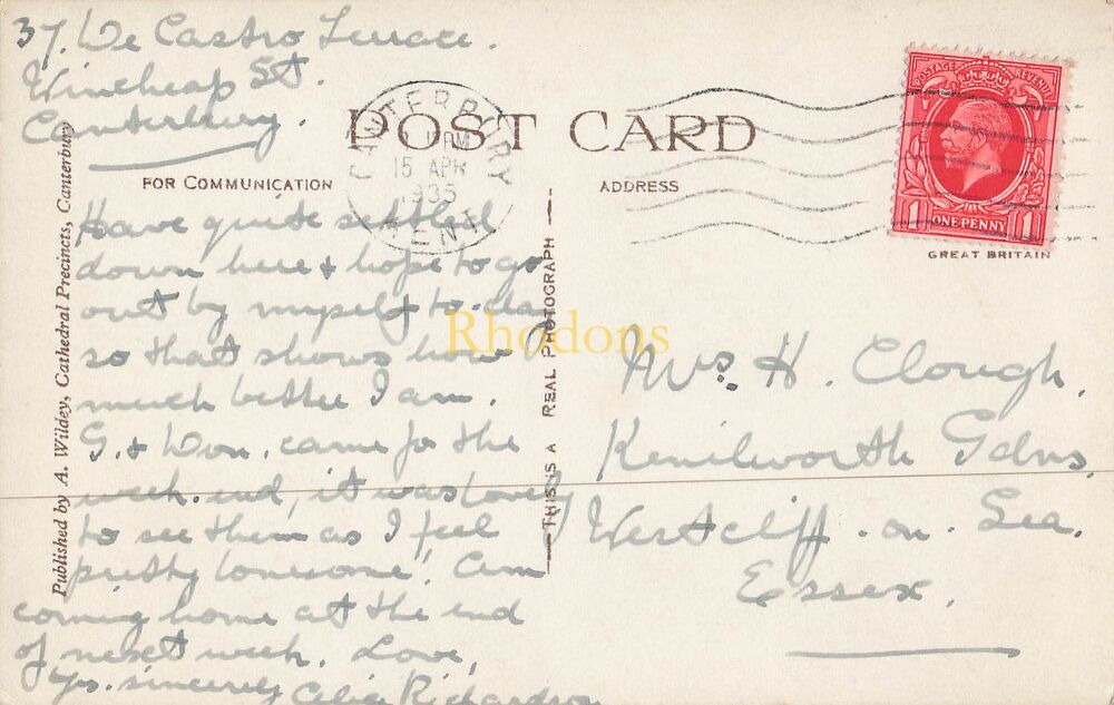 Kent Postcard-Canterbury Cathedral, Christchurch Gateway-1930s RPPC-Local Publisher