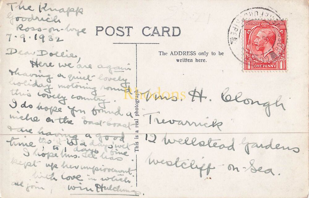 Wales Postcard-Tintern Abbey From Chapel Hill, Monmouthshire-1930s RPPC