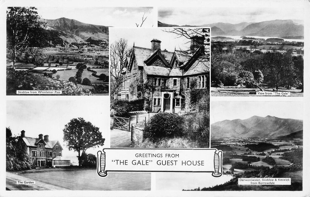 Cumbria Postcard-The Gale Guest House-1960s Multiview Greetings Real Photo PC, Abraham Ltd Keswick