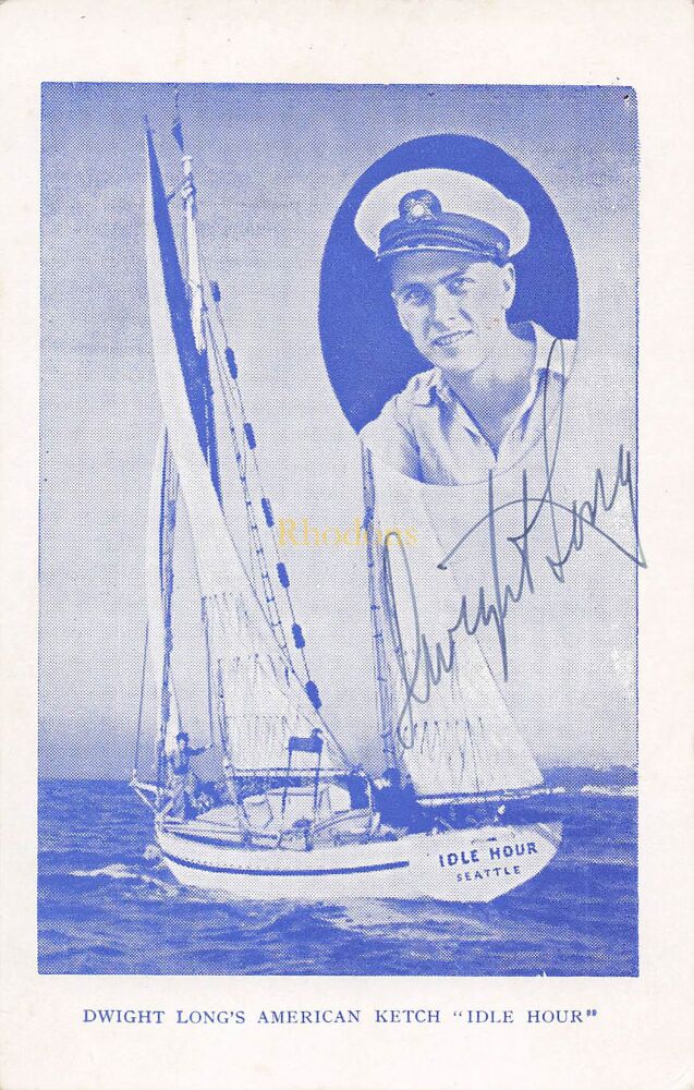 Sailing Postcard-Dwight Long's American Ketch Idle Hour-Signed Copy Postcard-Circa 1930s
