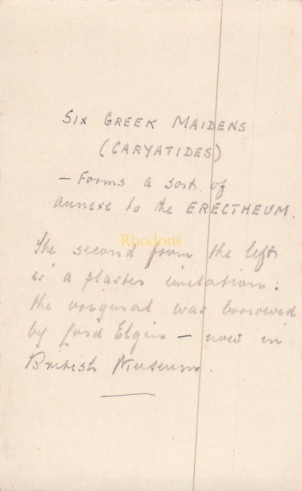 Greece Postcard-Athens, Caryatides, Six Greek Maidens-Real Photo PC