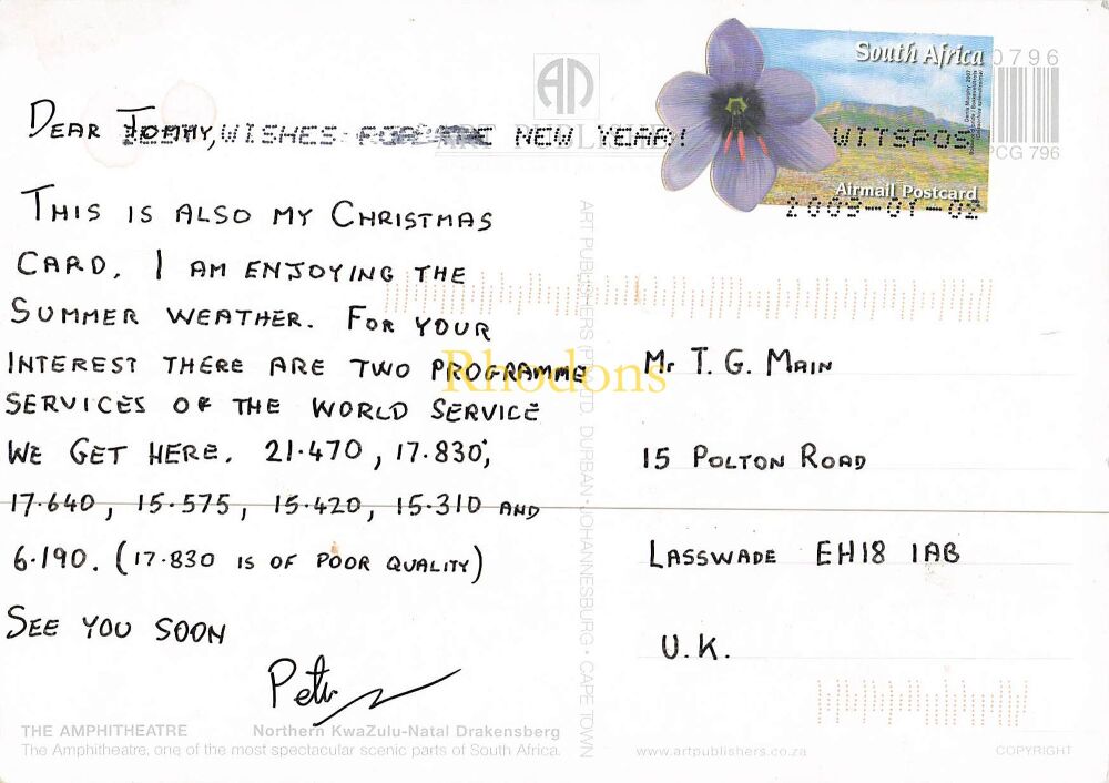 South Africa Postcard-Amphitheatre, Drakensberg RSA-Colour Multiview PC