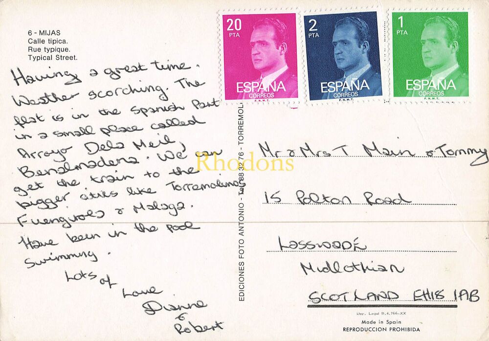 Spain Postcard-Mijas Street View-Circa 1990s