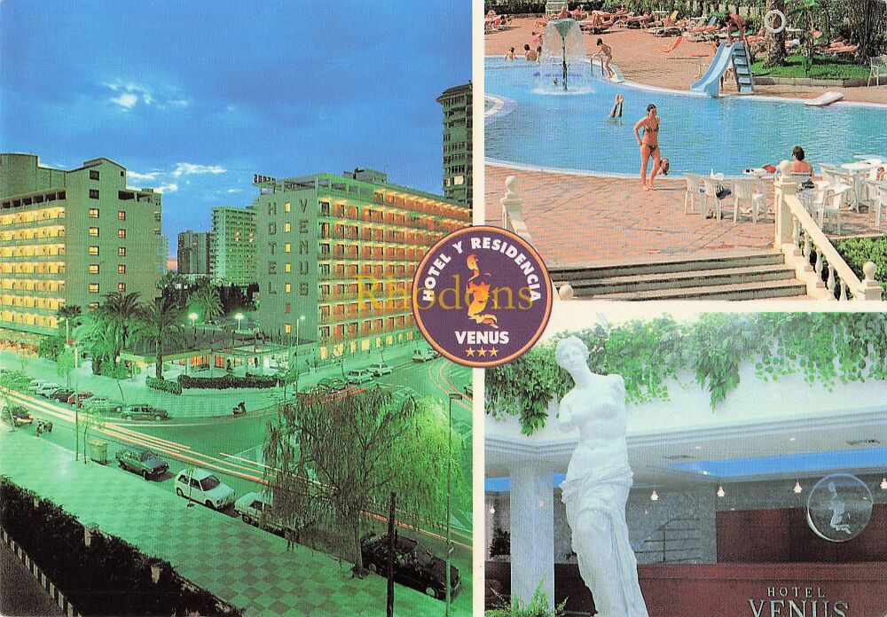 Spain Postcard-Hotel Y Residencia Venus, Benidorm, Alicante, Spain-Circa 1990s Hotel Adverising PC