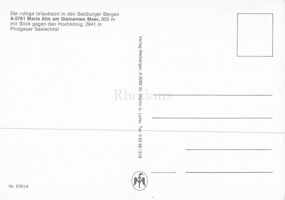 Austria Postcards-Maria Alm am Steinenen Meer, Austria-Circa 1990s Colour Photo PC