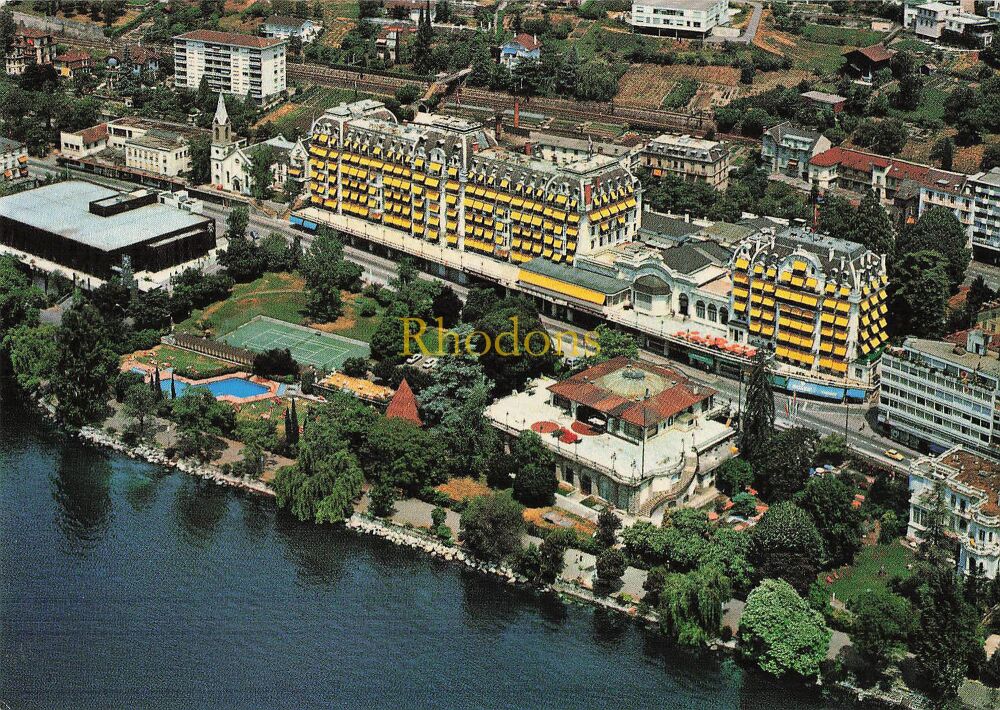 Switzerland Postcard-Montreux-Lac Leman-Montreux Palace, Maison des Congres-Colour Photo PC