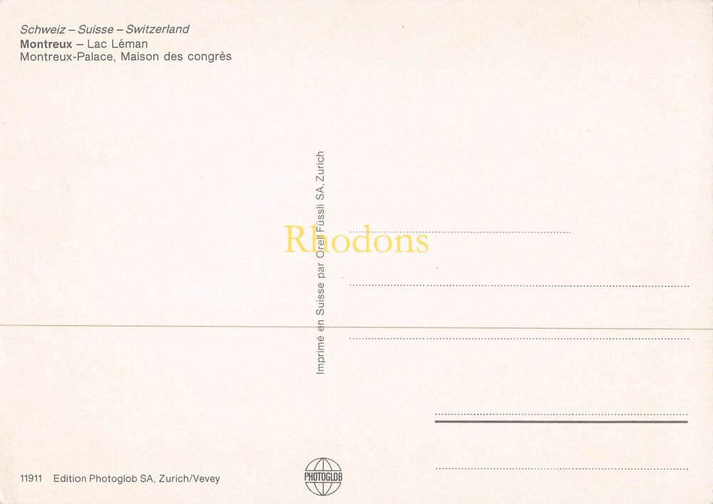 Switzerland Postcard-Montreux-Lac Leman-Montreux Palace, Maison des Congres-Colour Photo PC
