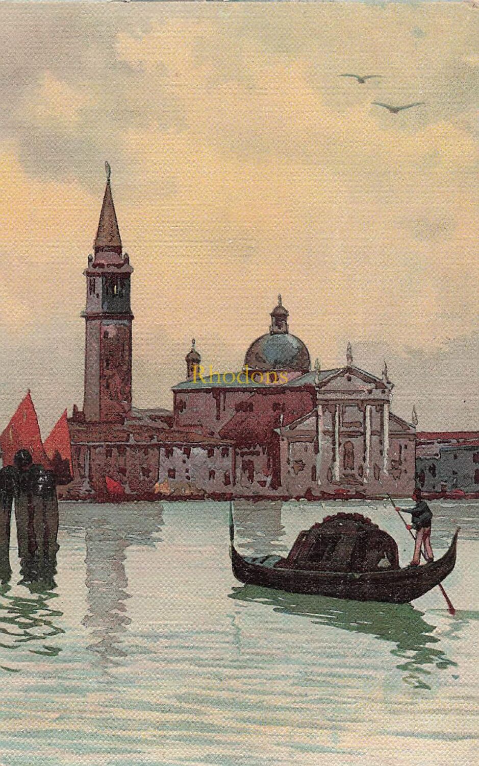 Venice, Italy-Watercolour View of Buildings and Gondola-Max Ettlinger Postc