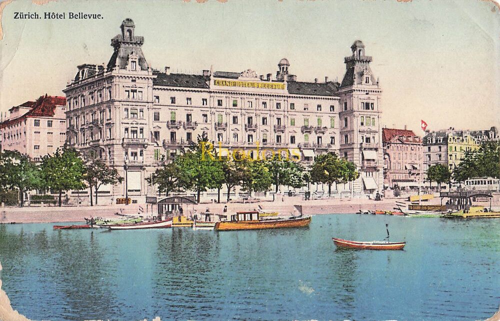 Switzerland Postcard-Zurich-Grand Hotel Bellevue-Early 1900s PC