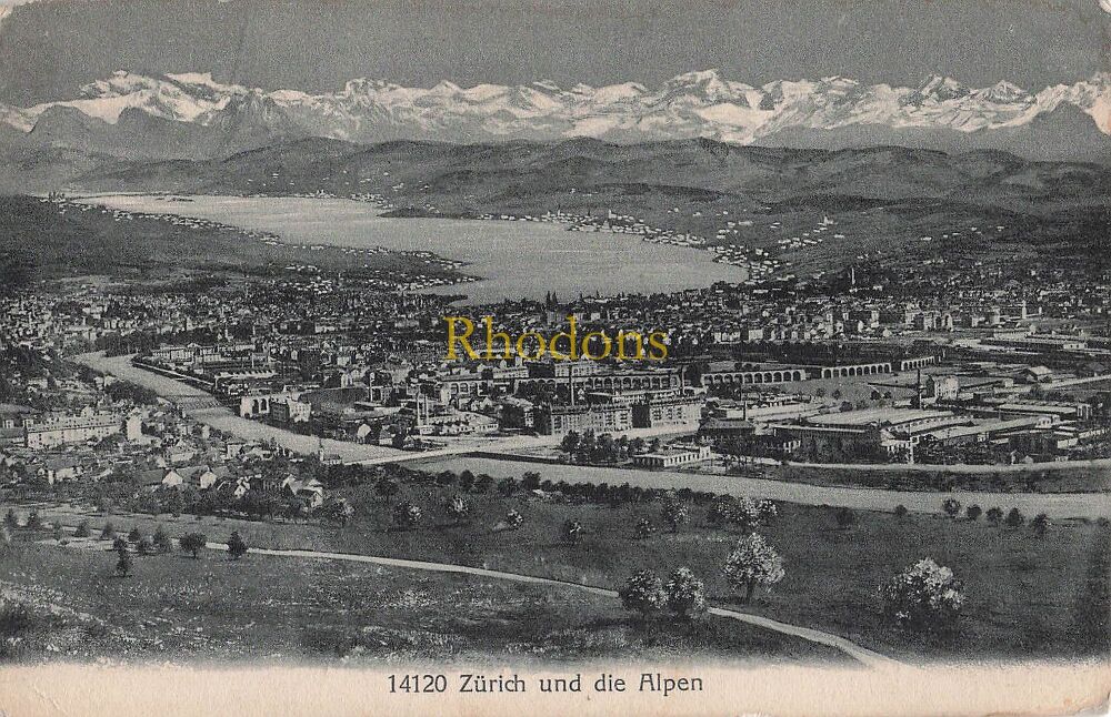 Switzerland Postcard-Zurich and The Alps-Early 1900s PC