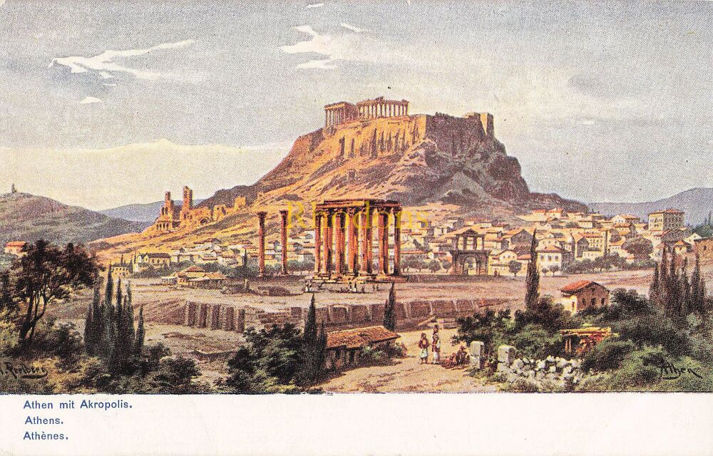 Greece Postcard-Athens With Acropolis-Early 1900s-Max Ettlinger & Co PC