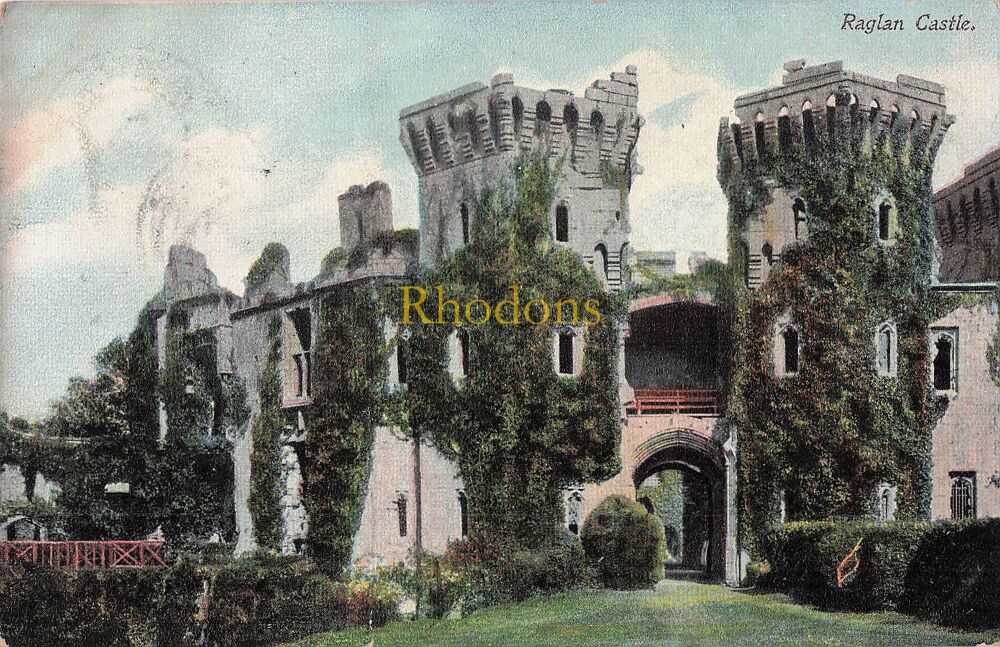 Genealogy Postcard-Mrs RUDLAND, Colville Road, Leytonstone, December 1908 | Raglan Castle, Monmouthshire