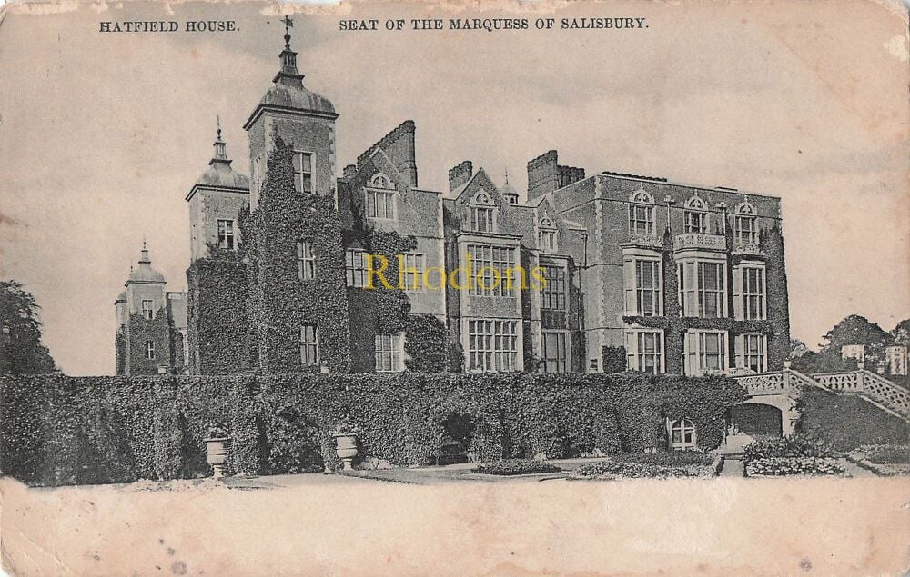 Stately Home Postcard-Hatfield House, Hertfordshire-Early 1900s Raphael Tuck 'View' Postcard No 3451