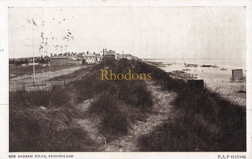 Genealogy Postcard-Mrs FREEMANTLE c/o Mrs BRAND, St Peters Road, West Mersea, Essex 1923 | The Marram Hills Kessingland, Norfolk Template