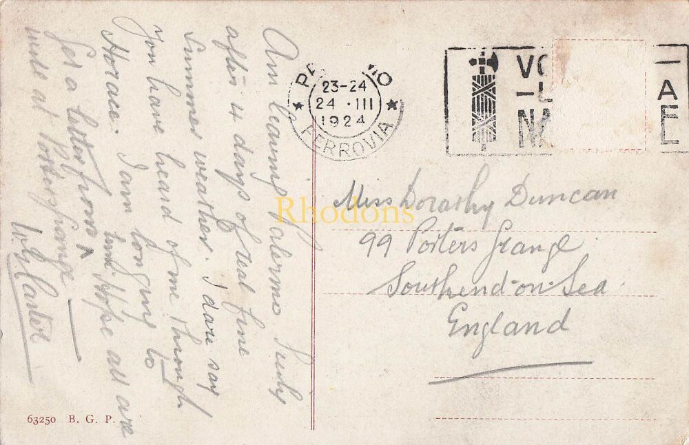 Genealogy Postcard-Miss Dorothy DUNCAN, Southend on Sea, March 2024 | Palermo, Monte Pellegrino