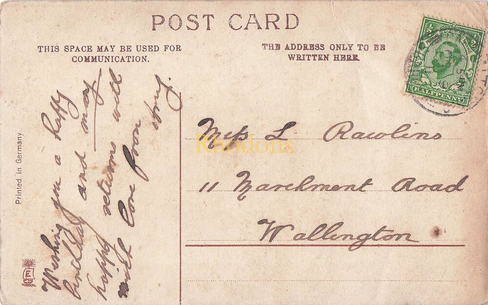 Genealogy Postcard-Mrs L RAWLINS, Wallington, Surrey, October 1911