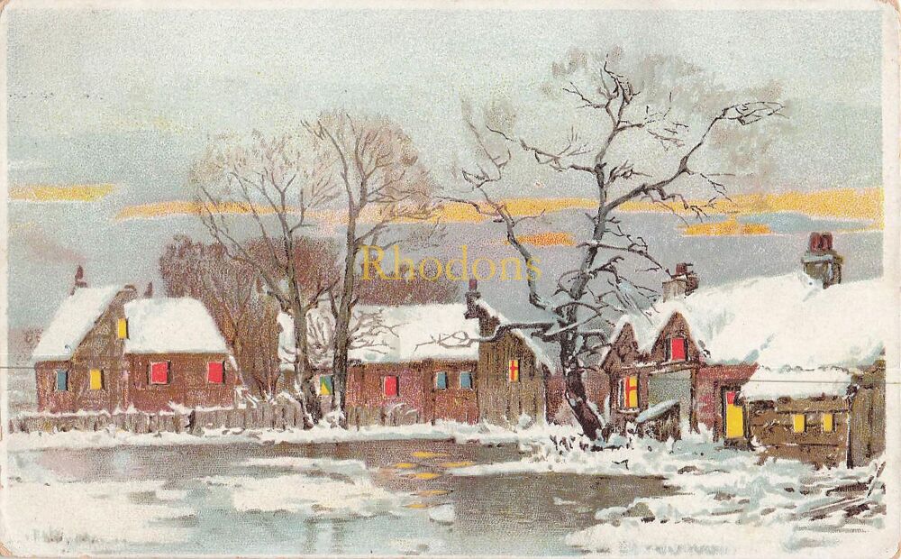 Genealogy Postcard-Mrs BARRETT, Clifton, Vicarage Road, Teddington, SW-Christmas Greetings From Annie Williams 1906