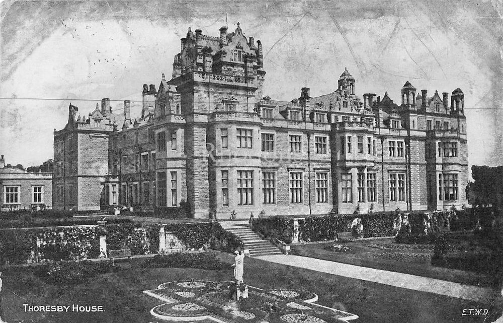 Genealogy Postcard-Miss Edie HORWOOD, Holland Park, West London, 1904 | Thoresby House, Dainty Series PC With Ollerton, Newark Button Postmark