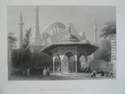 Court and Fountain of St Sophia, Turkey.  Antique Print, J Redway / William H Bartlett