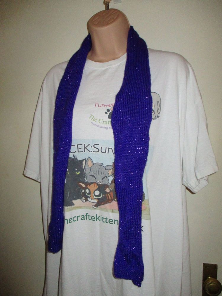 Glittered Purple 54.7" Scarf. Knitted By KittyMumma