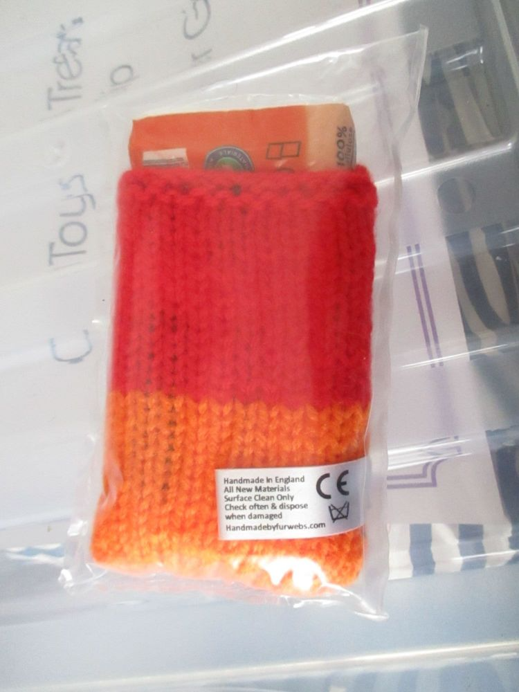 Orange Red Knitted Tissue Caddy with Tissues - Knitted By KittyMumma