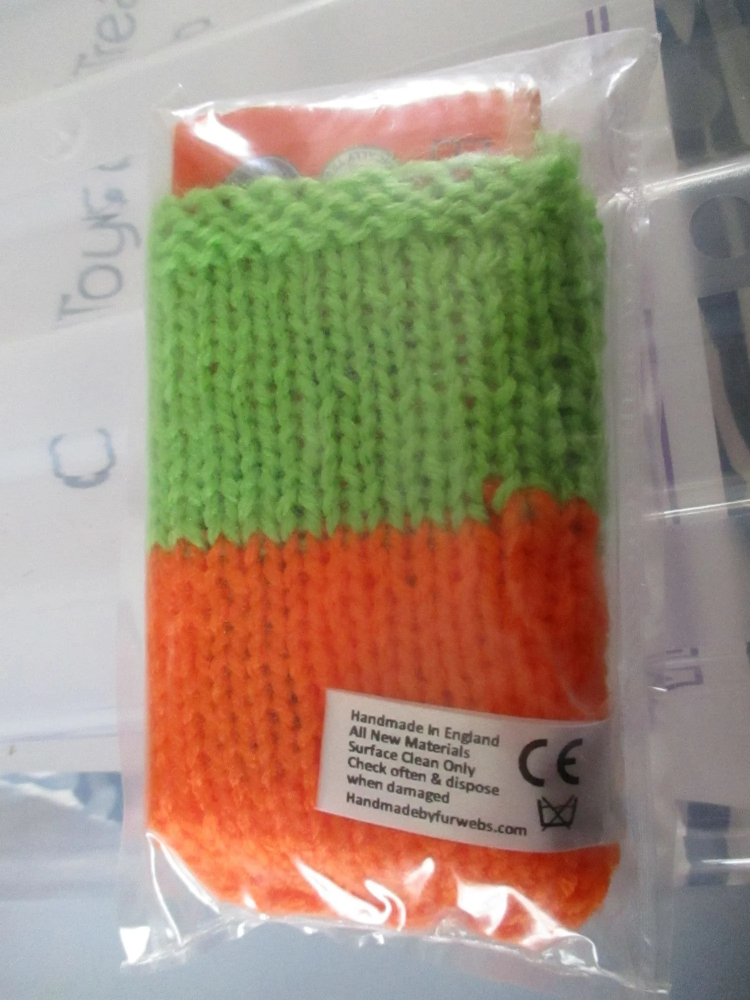 Orange Green Knitted Tissue Caddy with Tissues - Knitted By KittyMumma